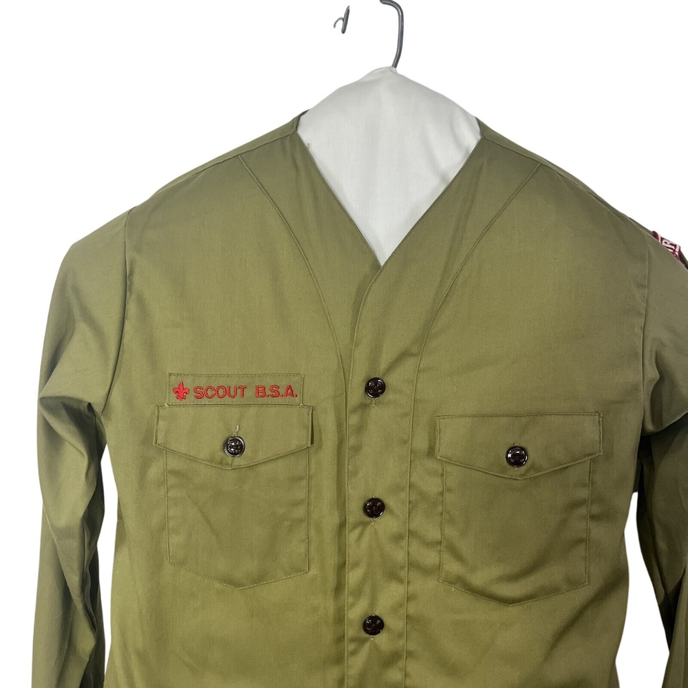 VTG Boy Scouts Shirt Men's Sz S 1970's Button B.S.O.A. Patches - Picture 3 of 7